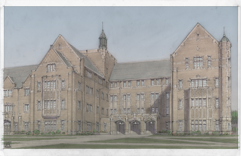 Notre Dame Jenkins and Nanovic Halls rendering
